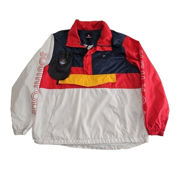 Southpole Other - Southpole Windbreaker Pullover Men's XXL Red White Blue Packable Lightweight